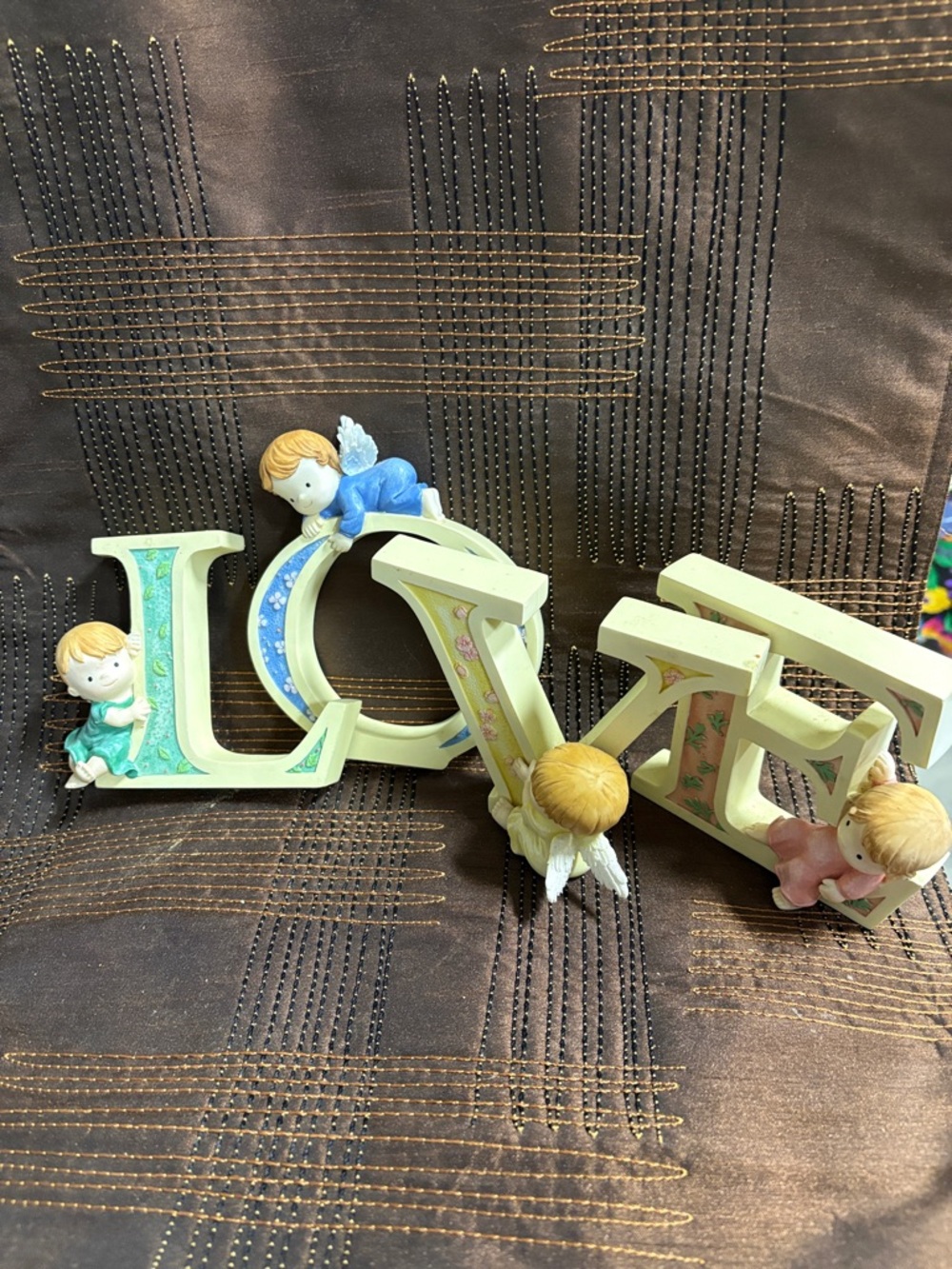 LOVE Decorative Letter Set with Cherub Figurines - Pastel Green